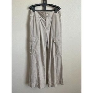 Athleta Women’s 8 Chelsea Wide Leg Pull On Cargo Utility Travel Pant Beige *FLAW